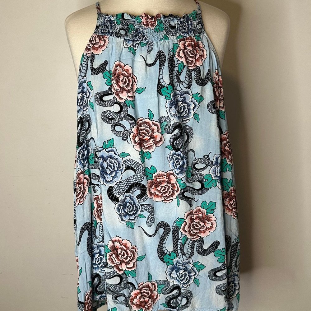 Blue Snake and Rose Tank